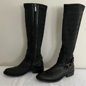 Aquatalia Urope Black Leather Riding Boots 7.5 Narrow Shaft
